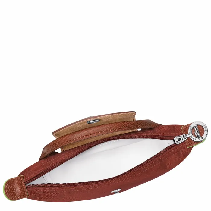 WomenMen Le Pliage Green Pouch With Handle Chestnut Longchamp Pouches and Cases