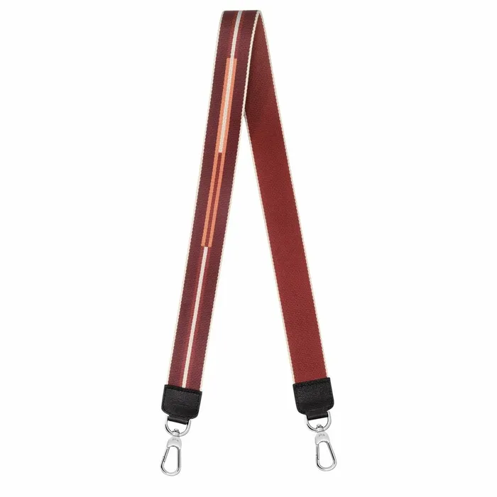 WomenMen Longchamp Rayures Shoulder Strap Chestnut Longchamp Shoulder Straps
