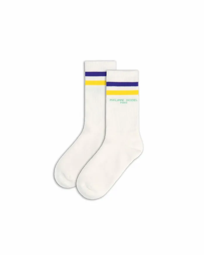 WomenMen Socks Blanc Jaune Violet Unisex Paris Philippe Model Paris Socks