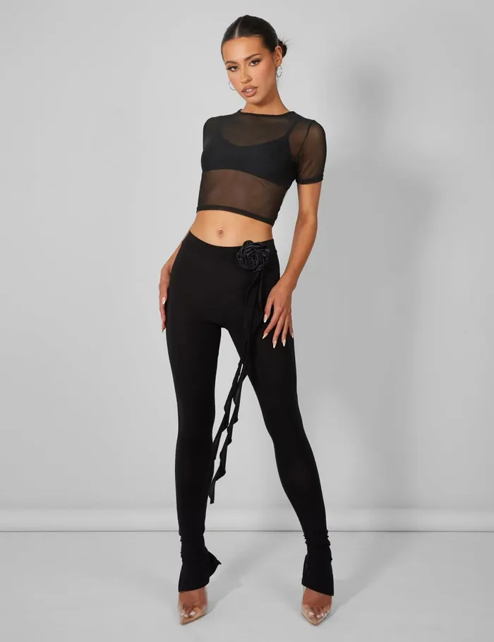 Women Mesh Fitted TShirt Black US Black Public Desire Tops