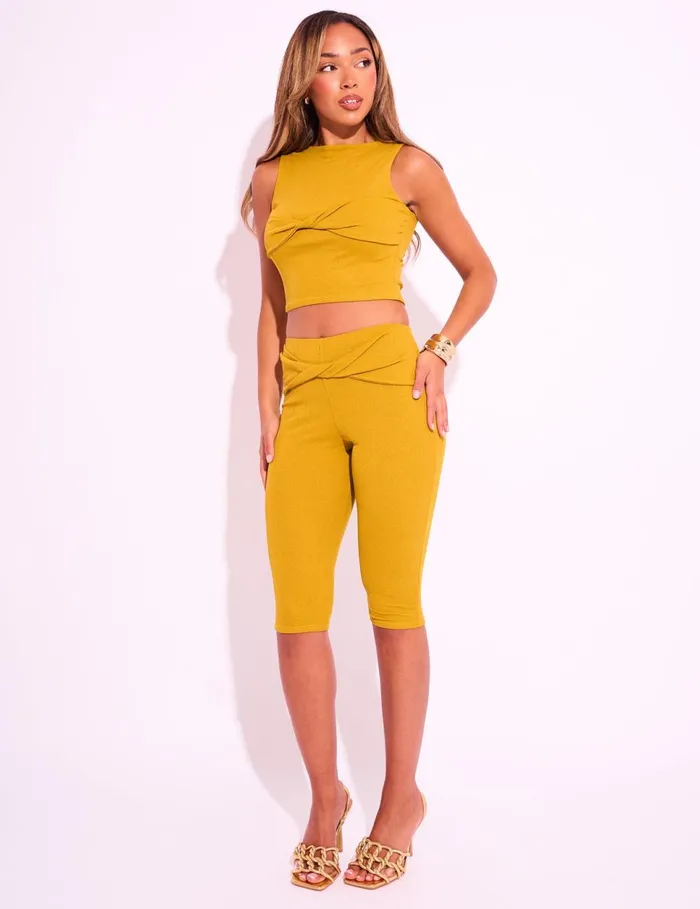 Women Mesh Knot Front Sleeveless Top Lime Lime Public Desire Tops