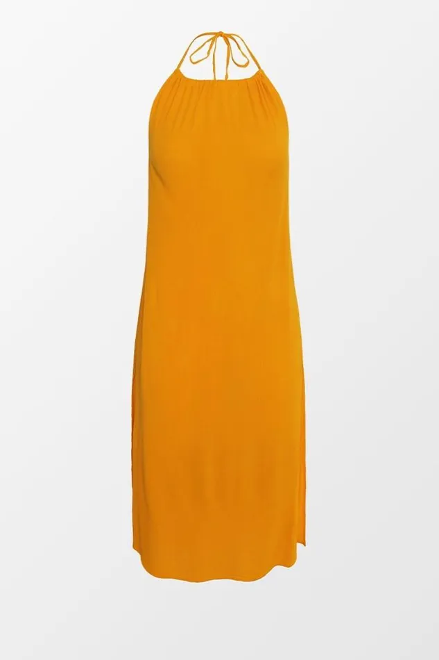 Women Midi Dresses Cupshe Haleigh Orange Backless Split Tea Length Dress Orange