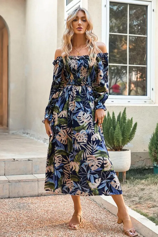 Women Midi Dresses Cupshe Jasmyn Tropical Plants Offshoulder Dress Multicolor Women Midi Dresses Cupshe Jasmyn Tropical Plants Offshoulder Dress Multicolor