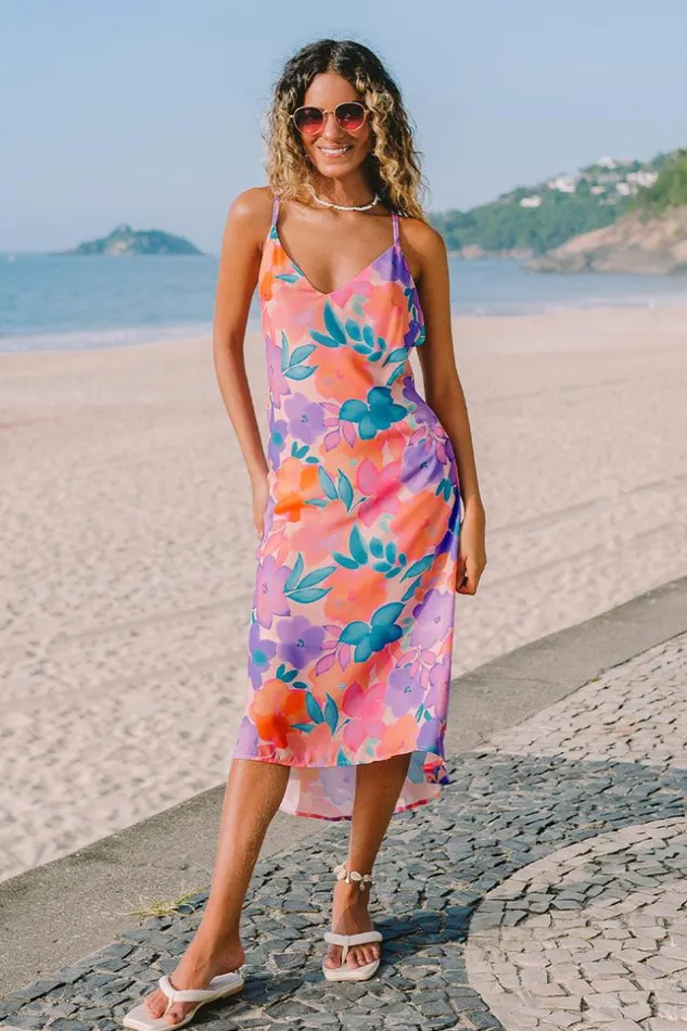 Women Midi Dresses Cupshe Sakura Backless Vneck Mini Dress Multicolor