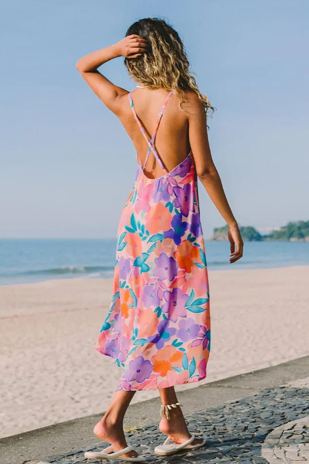 Women Midi Dresses Cupshe Sakura Backless Vneck Mini Dress Multicolor