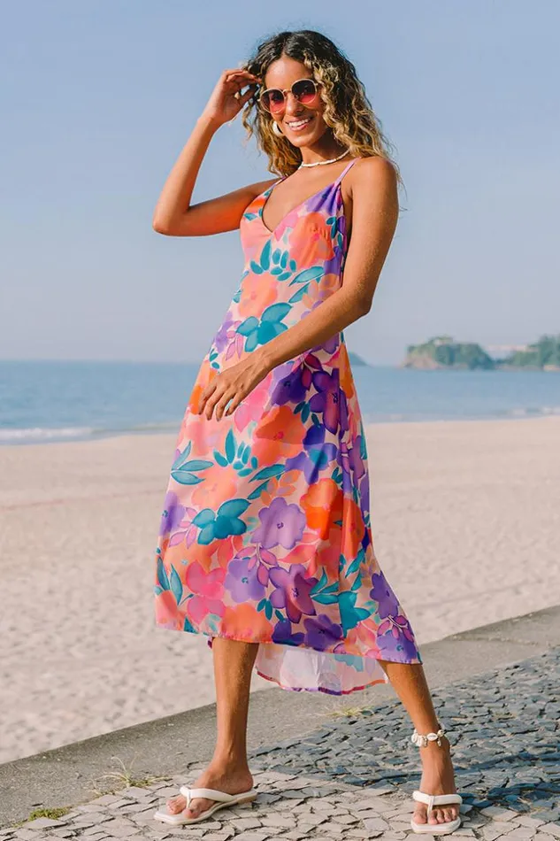 Women Midi Dresses Cupshe Sakura Backless Vneck Mini Dress Multicolor