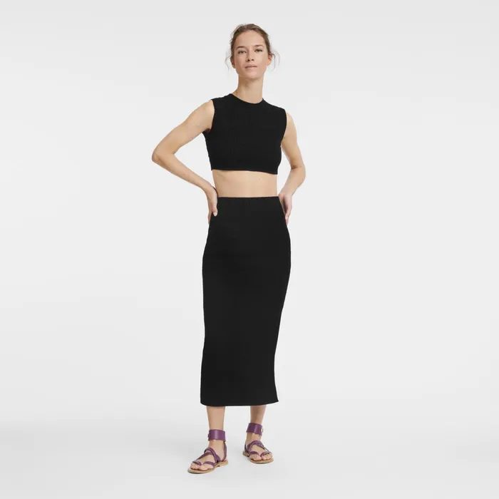 Women Midi Skirt Black Longchamp Dresses and Skirts