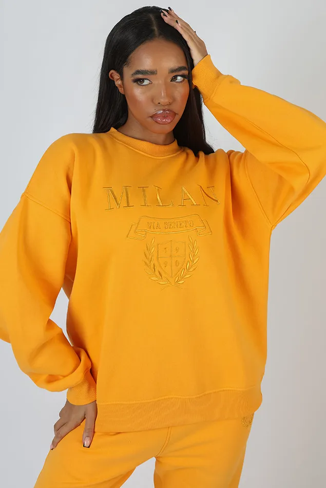 Women Milan Tonal Embroidered Sweatshirts Mango Kaiia Orange Public Desire Sweatshirt and Hoodies
