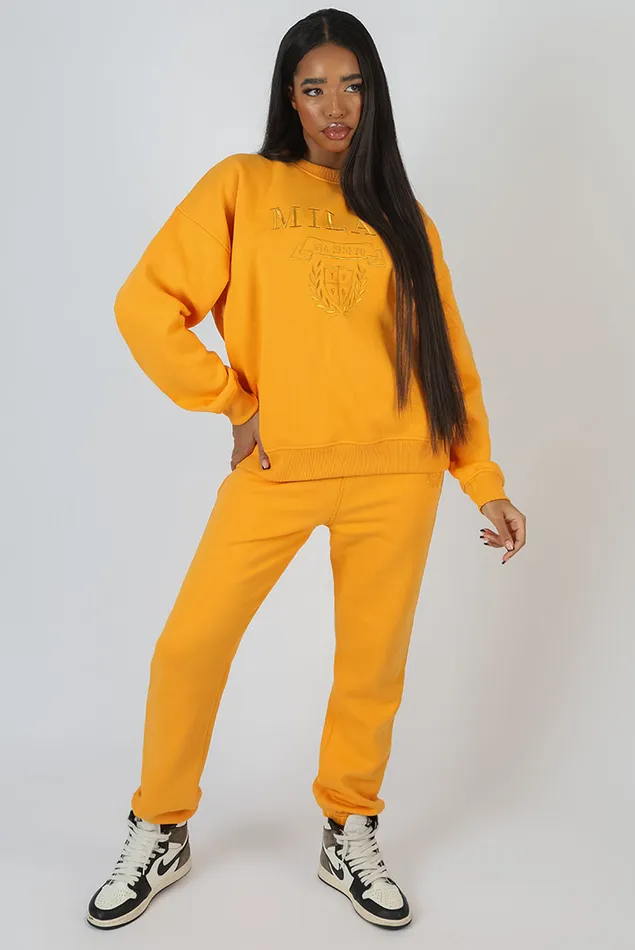 Women Milan Tonal Embroidered Sweatshirts Mango Kaiia Orange Public Desire Sweatshirt and Hoodies