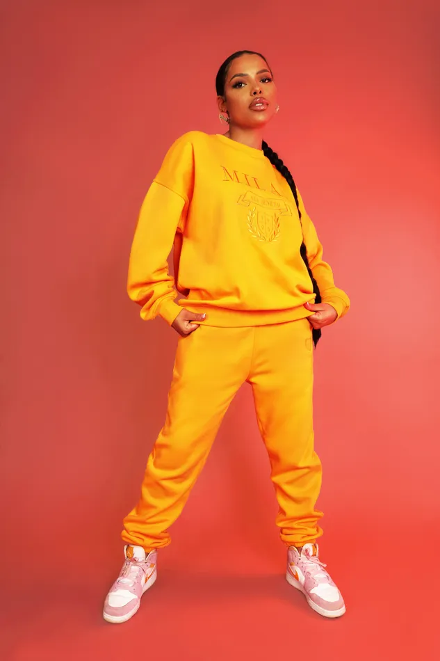 Women Milan Tonal Embroidered Sweatshirts Mango Kaiia Orange Public Desire Sweatshirt and Hoodies