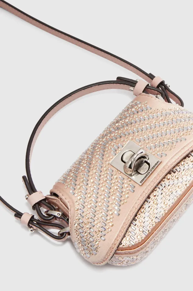Women Mini Bags Ermanno Scervino Designer Mini Audrey With Crystals 8211 Ermanno Scervino Pink