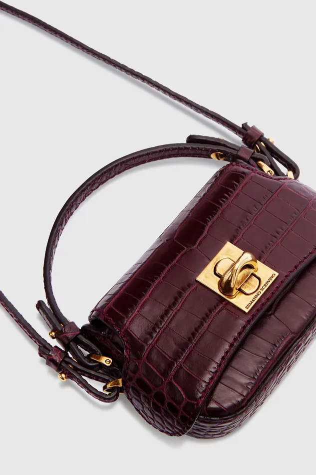 Women Mini Bags Ermanno Scervino Mini Audrey Burgundy Leather Crossbody Bag 8211 Ermanno Scervino