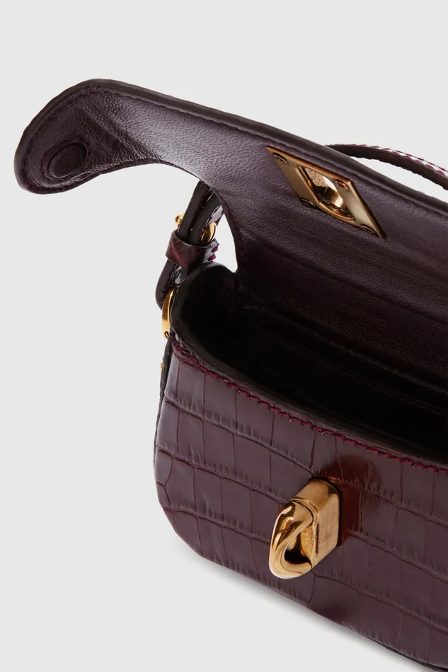 Women Mini Bags Ermanno Scervino Mini Audrey Burgundy Leather Crossbody Bag 8211 Ermanno Scervino