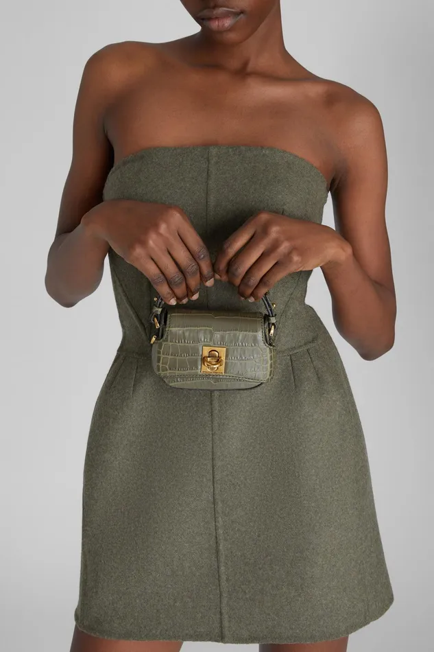 Women Mini Bags Ermanno Scervino Mini Audrey Green Leather Bag 8211 Ermanno Scervino
