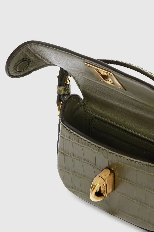 Women Mini Bags Ermanno Scervino Mini Audrey Green Leather Bag 8211 Ermanno Scervino