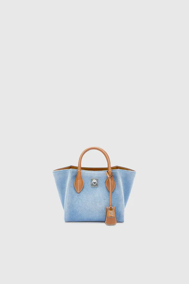 Women Mini Bags Ermanno Scervino Mini Maggie Designer Handbag In Jeans 8211 Ermanno Scervino Blue Denim Women Mini Bags Ermanno Scervino Mini Maggie Designer Handbag In Jeans 8211 Ermanno Scervino Blue Denim