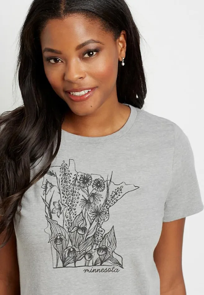 Women Minnesota State Flower Graphic Tee Maurices Tops