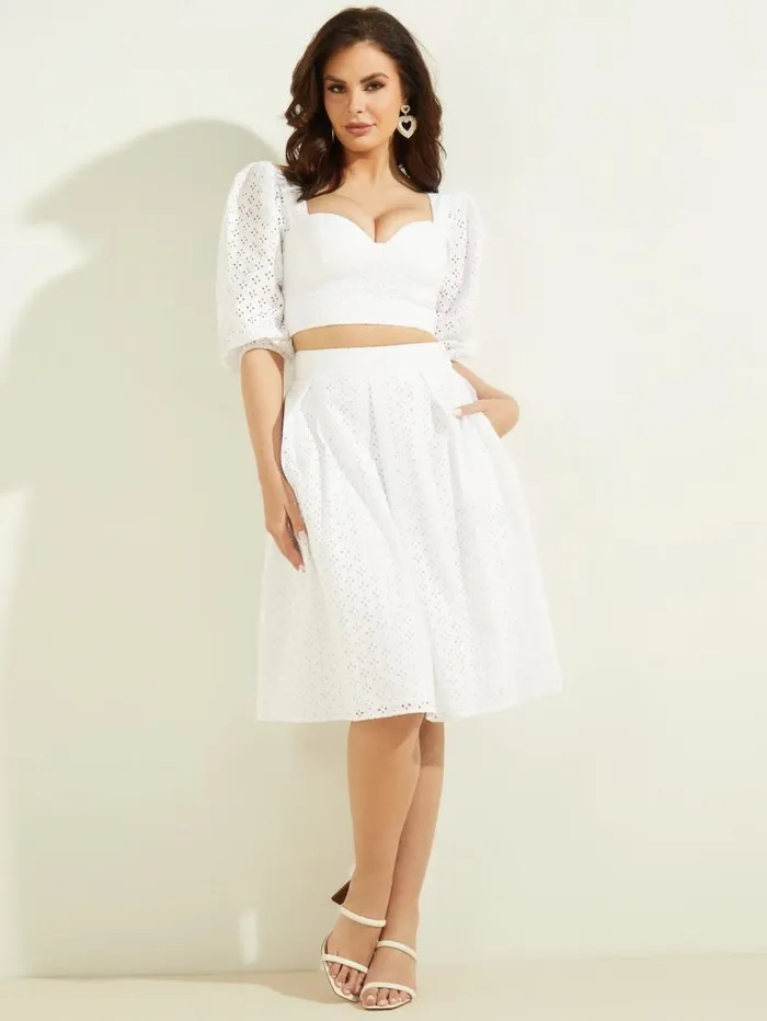 Women Nelia Eyelet Skirt Blanc Pur Marciano Bottoms Women Nelia Eyelet Skirt Blanc Pur Marciano Bottoms