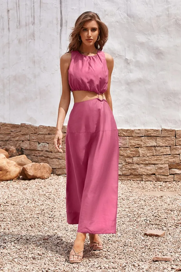 Women New In Dresses Cupshe Tunnels Beach Sleeveless Oring AShape Dress Pink