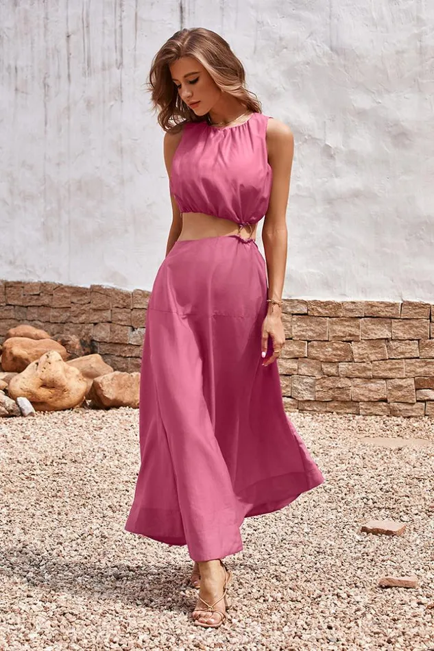 Women New In Dresses Cupshe Tunnels Beach Sleeveless Oring AShape Dress Pink