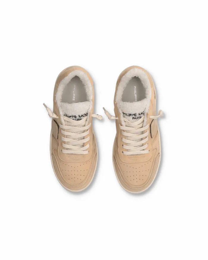 Women Nice Sneakers Beige Shoes Philippe Model Paris Casual
