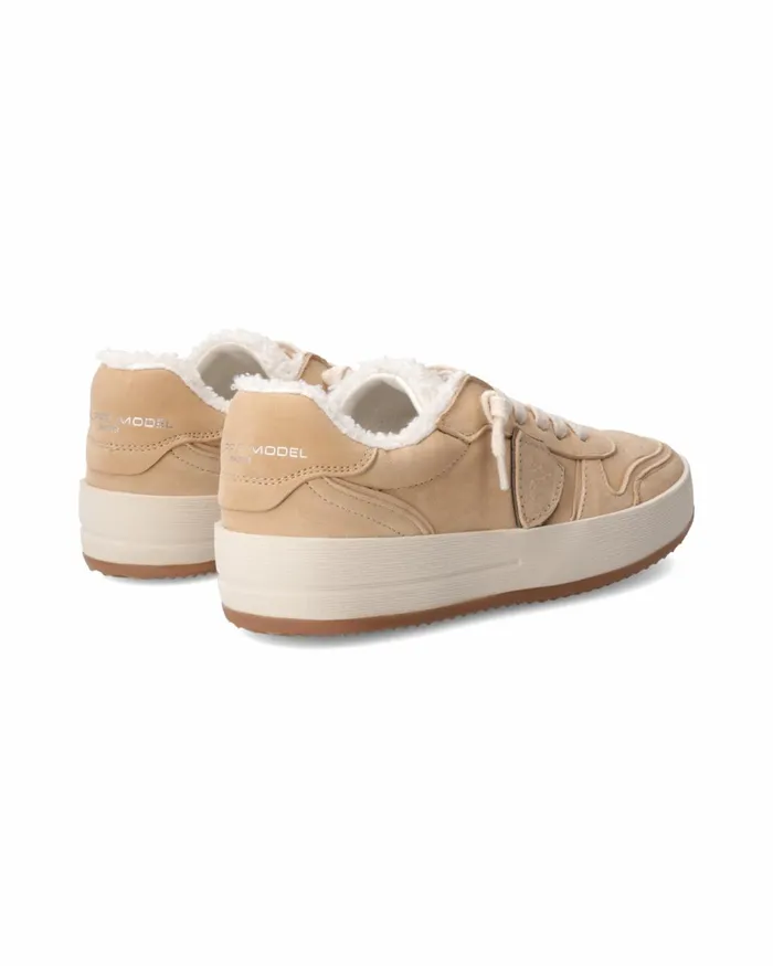 Women Nice Sneakers Beige Shoes Philippe Model Paris Casual