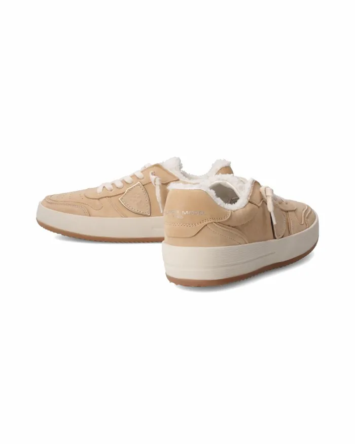 Women Nice Sneakers Beige Shoes Philippe Model Paris Casual