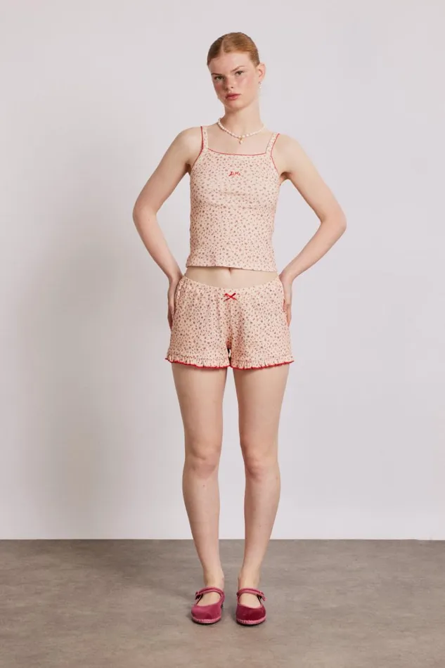 Women Nightwear Damson Madder Rose Print Short