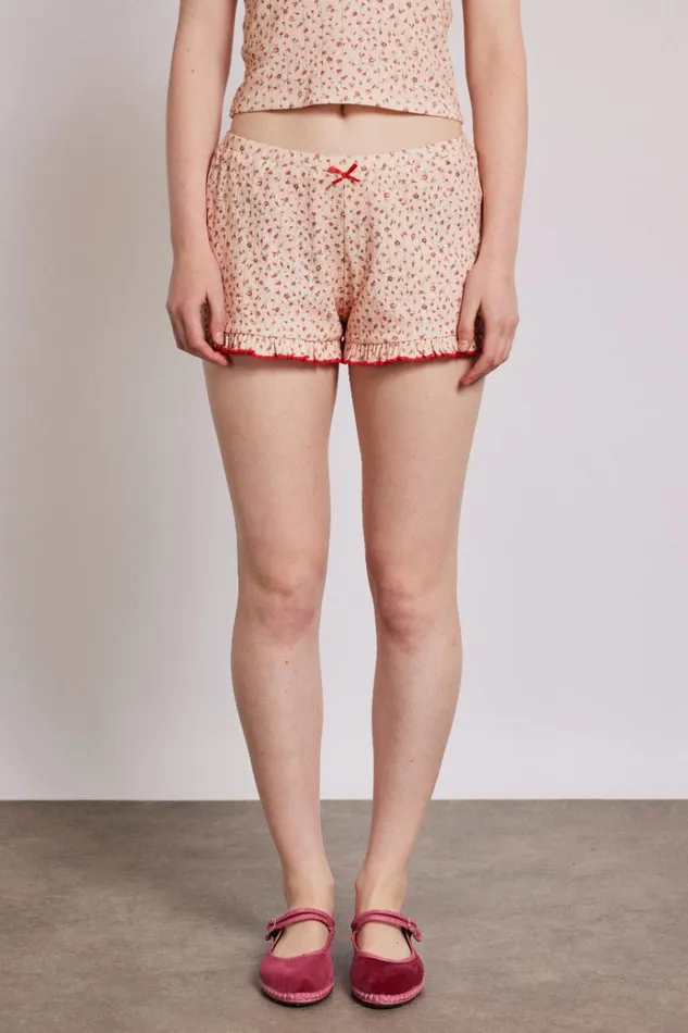 Women Nightwear Damson Madder Rose Print Short
