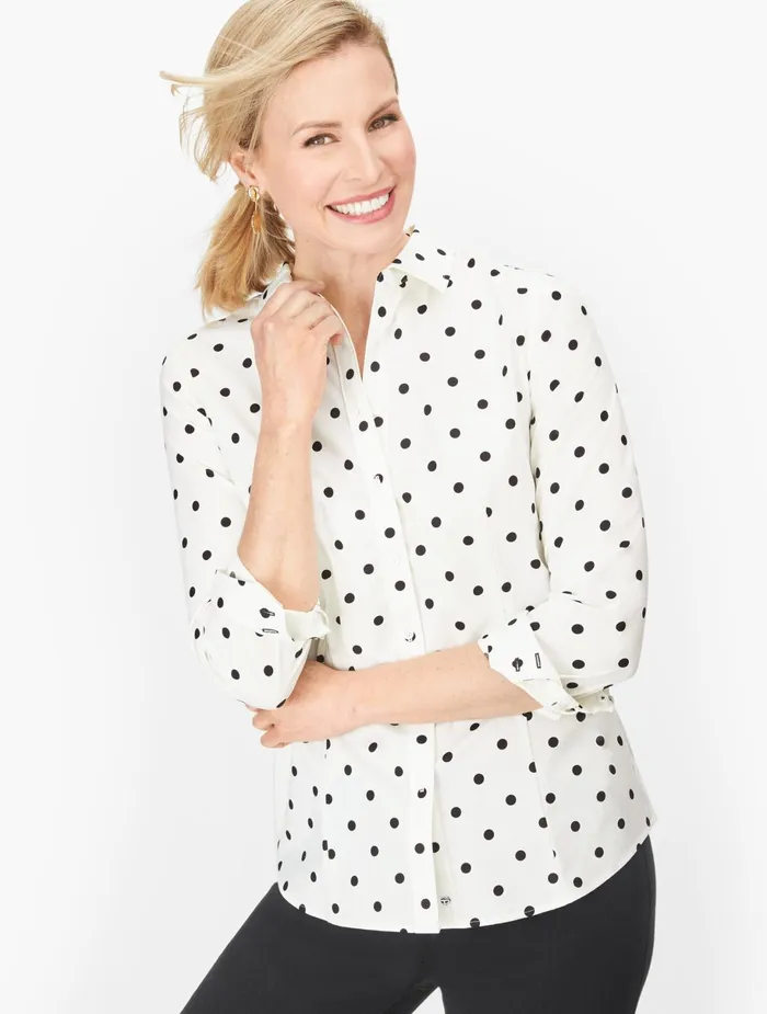 Women Non Iron Talbots Perfect Shirt Whiteblack