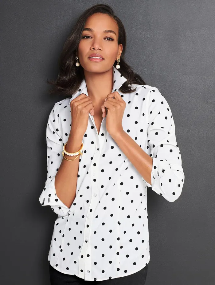 Women Non Iron Talbots Perfect Shirt Whiteblack
