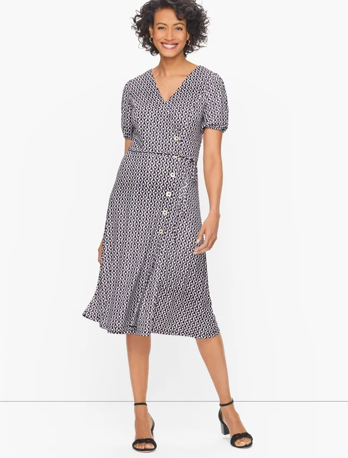 Women Occasion Talbots Jersey Faux Wrap Dress Blacklavender