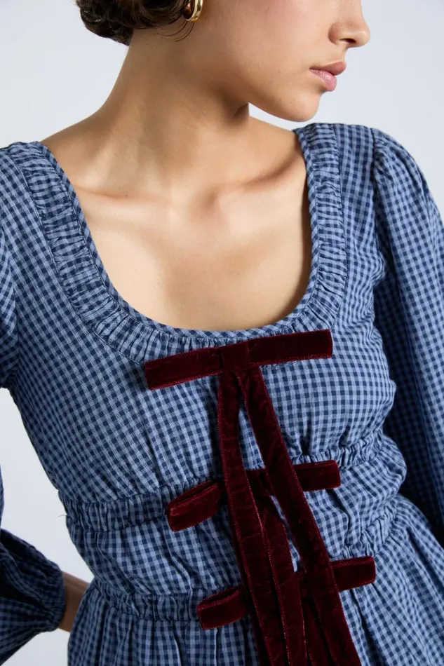 Women Occasion Wear Damson Madder Dakota Blouse 8211 Blue Check