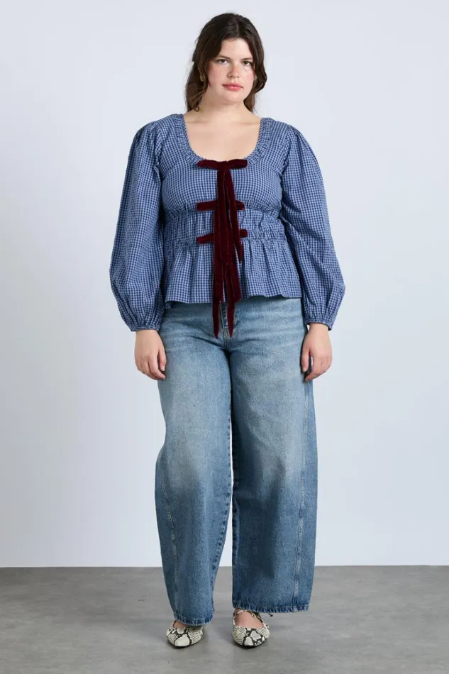 Women Occasion Wear Damson Madder Dakota Blouse 8211 Blue Check