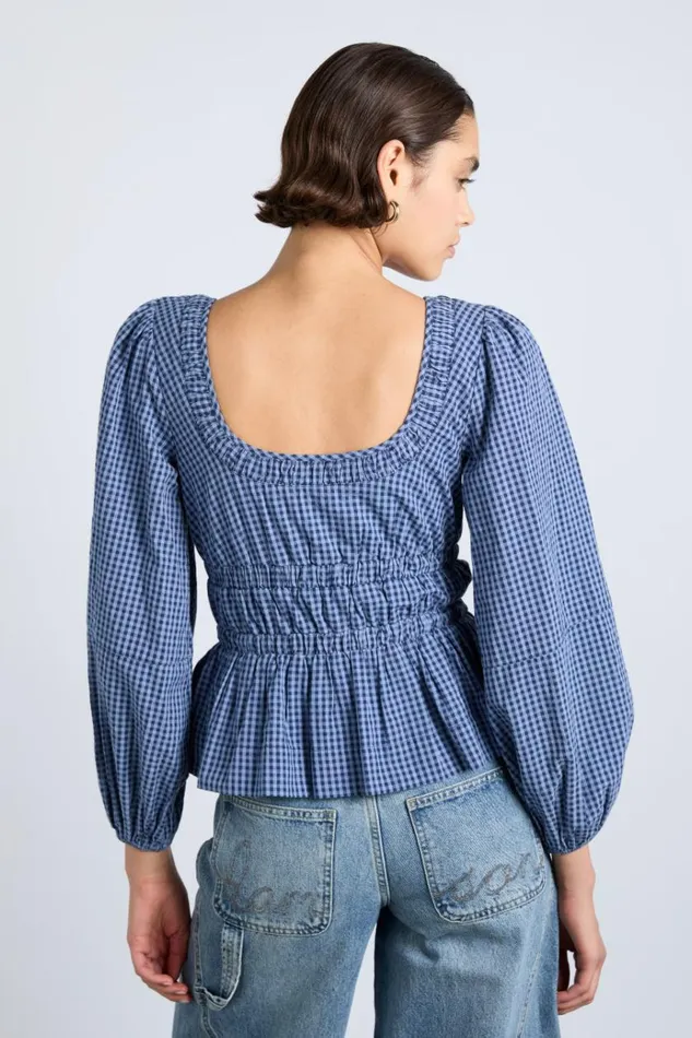 Women Occasion Wear Damson Madder Dakota Blouse 8211 Blue Check