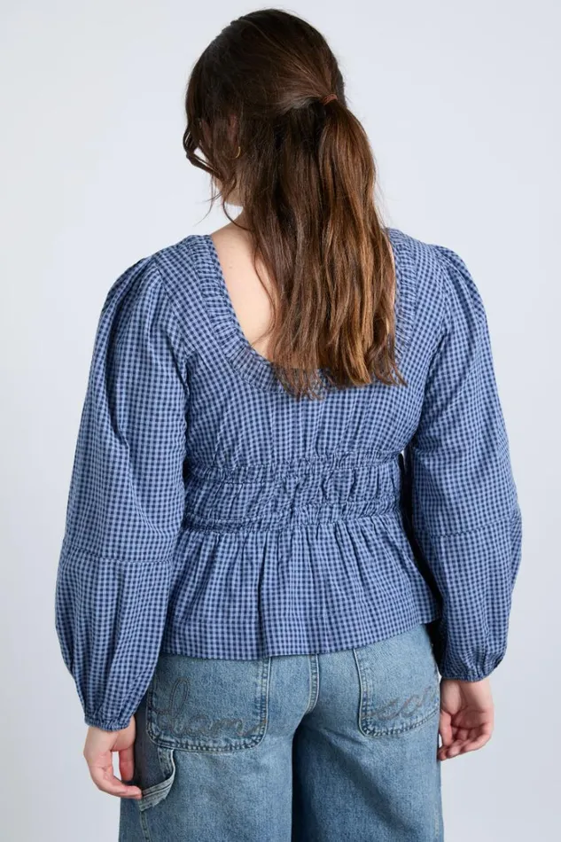 Women Occasion Wear Damson Madder Dakota Blouse 8211 Blue Check