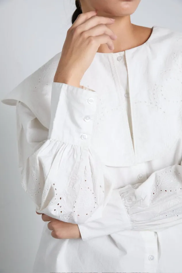 Women Occasion Wear Damson Madder Romeo Embroidered Blouse 8211 White