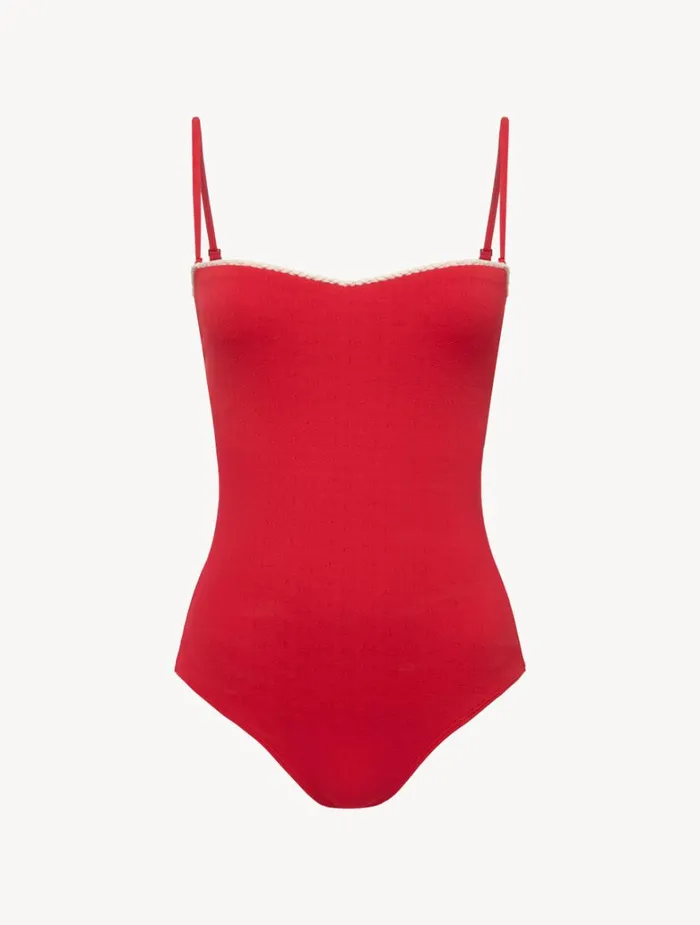 Women OnePiece Bathing Suits La Perla Monogram Underwired Swimsuit In Red