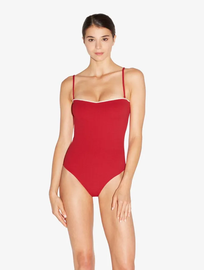 Women OnePiece Bathing Suits La Perla Monogram Underwired Swimsuit In Red