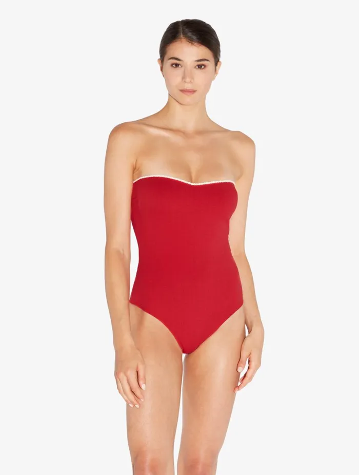 Women OnePiece Bathing Suits La Perla Monogram Underwired Swimsuit In Red