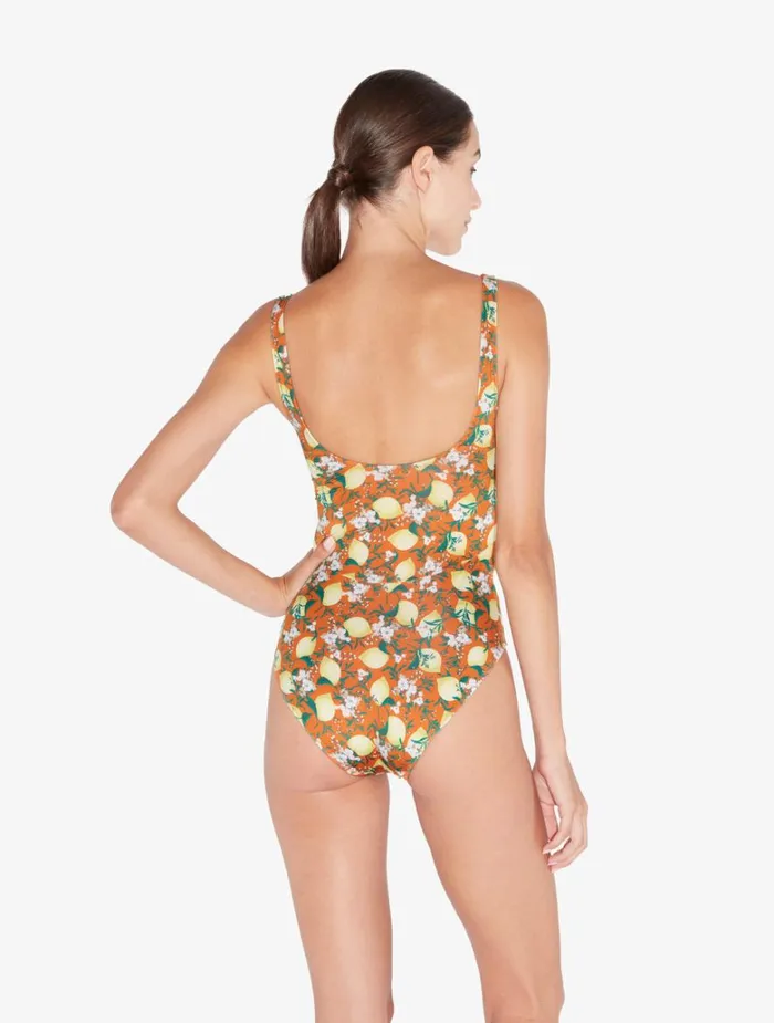 Women OnePiece Bathing Suits La Perla Orange Printed Cutout Swimsuit