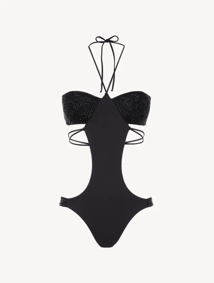 Women OnePiece Bathing Suits La Perla Trikini In Black With Beading