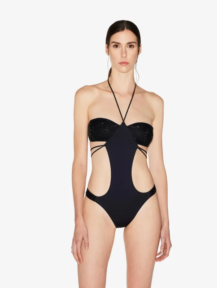 Women OnePiece Bathing Suits La Perla Trikini In Black With Beading