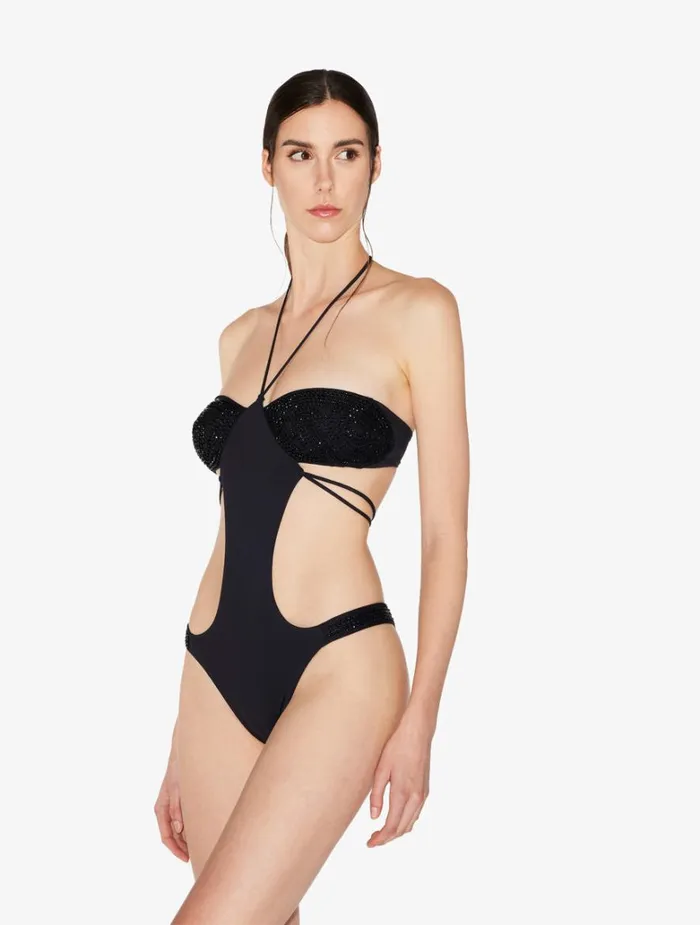 Women OnePiece Bathing Suits La Perla Trikini In Black With Beading