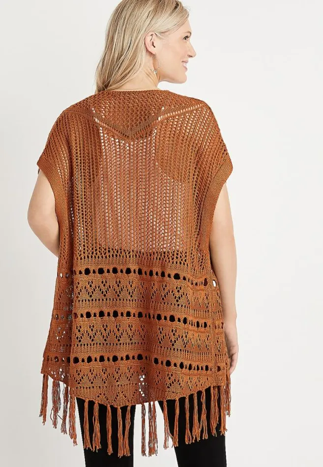 Women Open Stitch Fringe Cardigan Maurices Tops