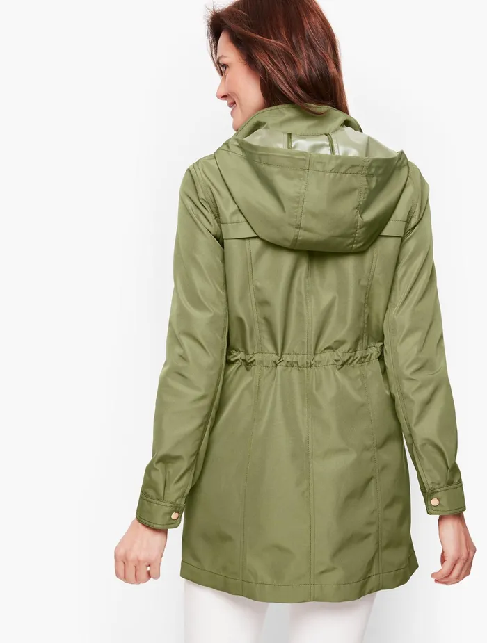 Women Outerwear Talbots Coated Canvas Rain Anorak Rosebud