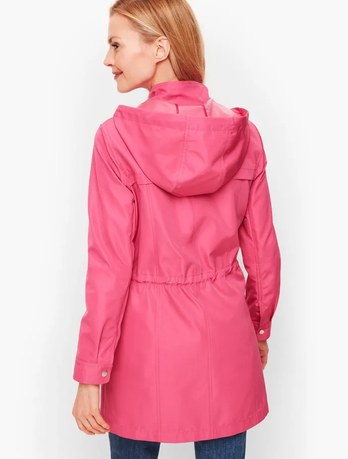 Women Outerwear Talbots Coated Canvas Rain Anorak Rosebud