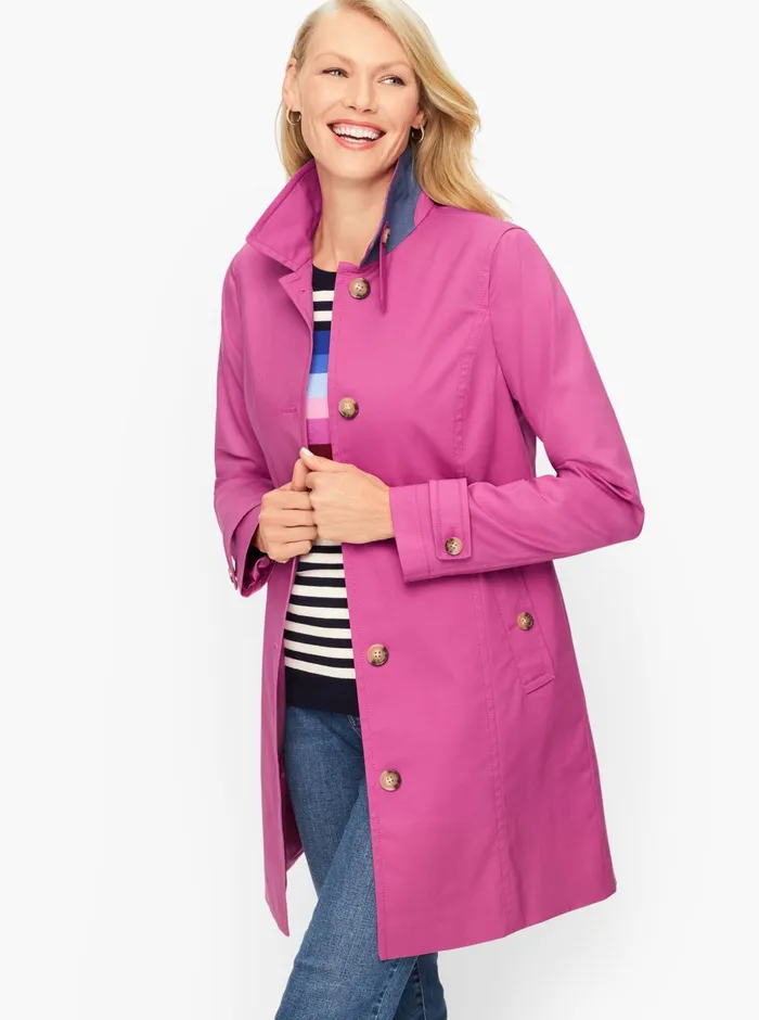 Women Outerwear Talbots Contrast Detail Mac Purple Orchid