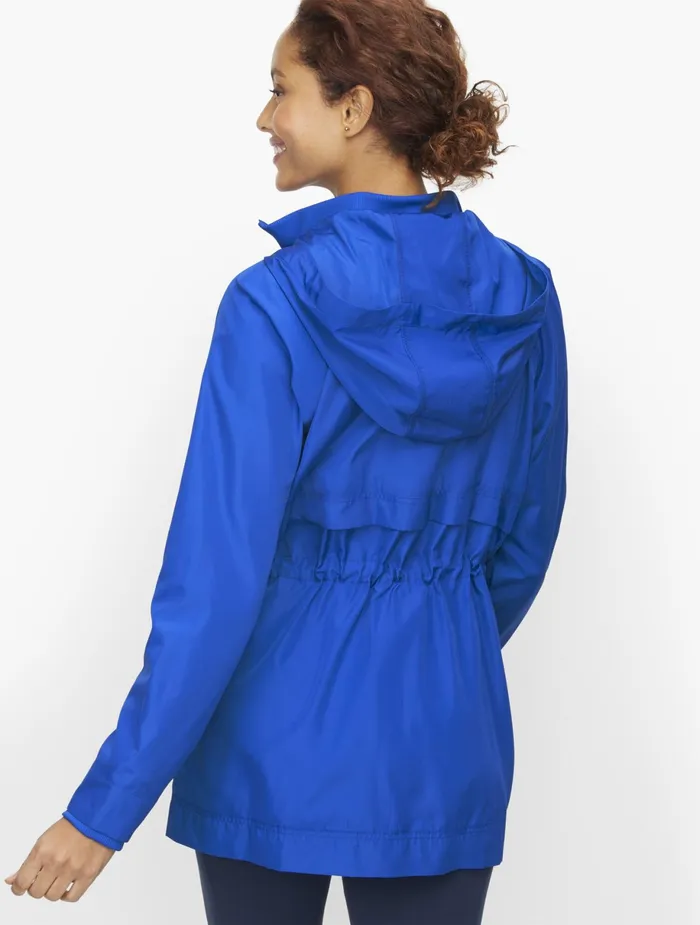 Women Outerwear Talbots Hooded Anorak Breton Blue
