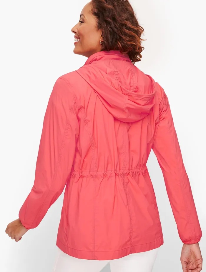 Women Outerwear Talbots Packable Water Resistant Raincoat Patio Red